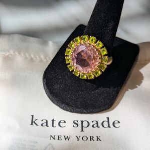 Vintage Kate Spade Pink and Green Statement Ring - Size 8       Rare, HTF